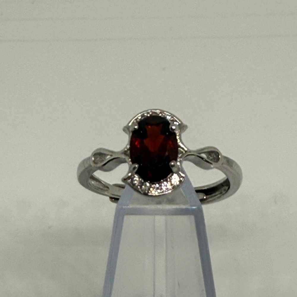 Silver Ring With Deep Red Garnet - image 1